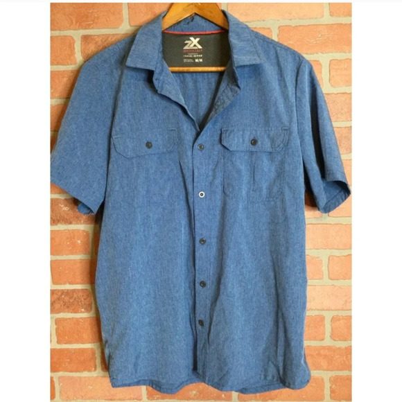 ZeroXposur Other - ZeroXposur Travel series men SS Button up shirt vented blue denim color Size M